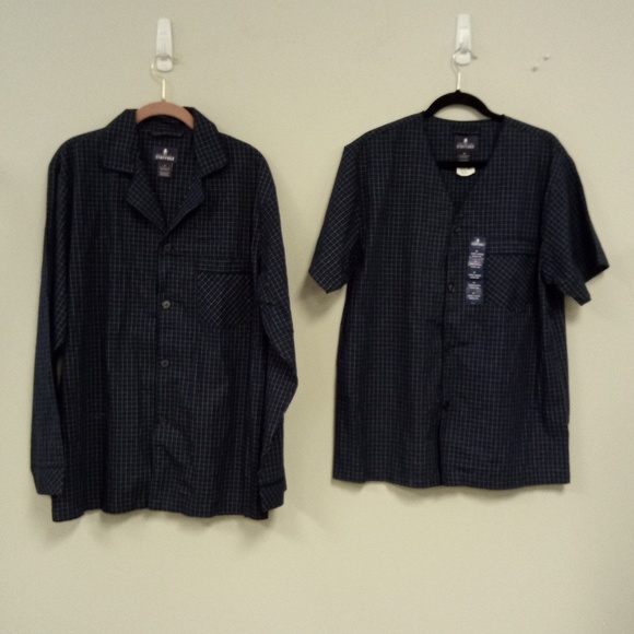 Bundle of 2 Men's Sleepwear Long Sleeve & NWT Stafford Short Sleeve Tops - Picture 1 of 8